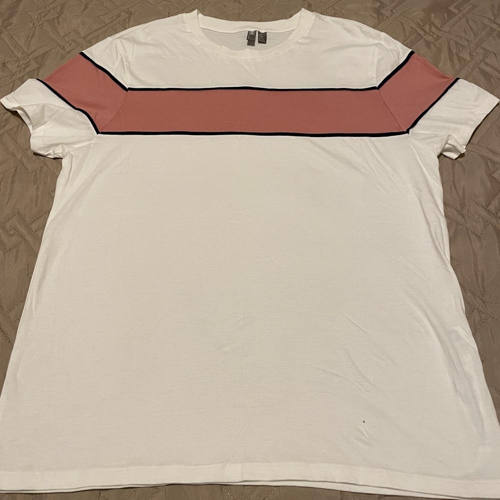 Mens ASOS Pink-Striped T-Shirt- Size 2XLTall